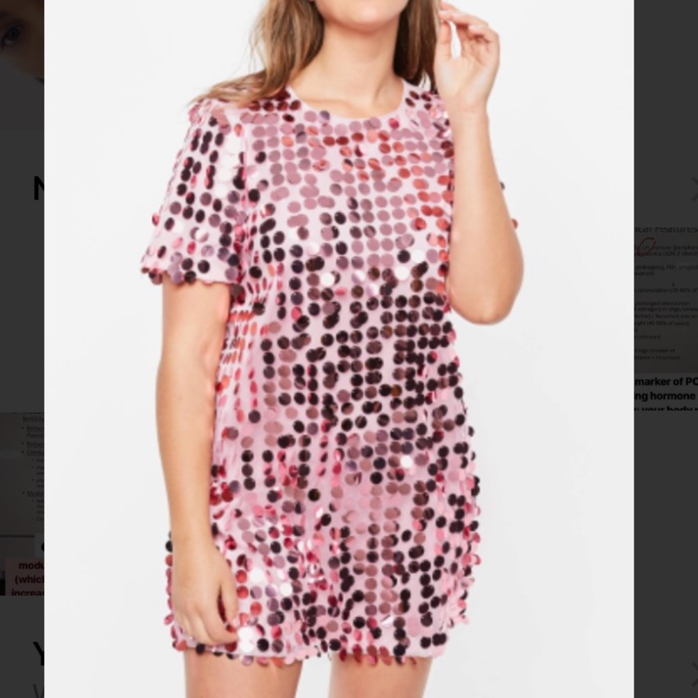 MISSGUIDED PINK SEQUIN DRESS (Sz: US 20)